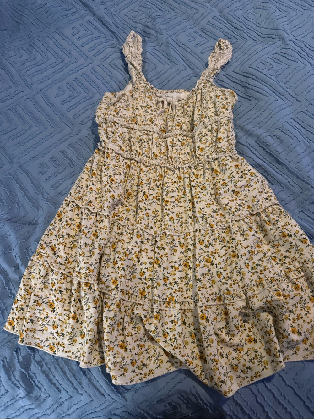 Women’s size large Japna Cream Floral Tiered Sundress with Yellow Accents